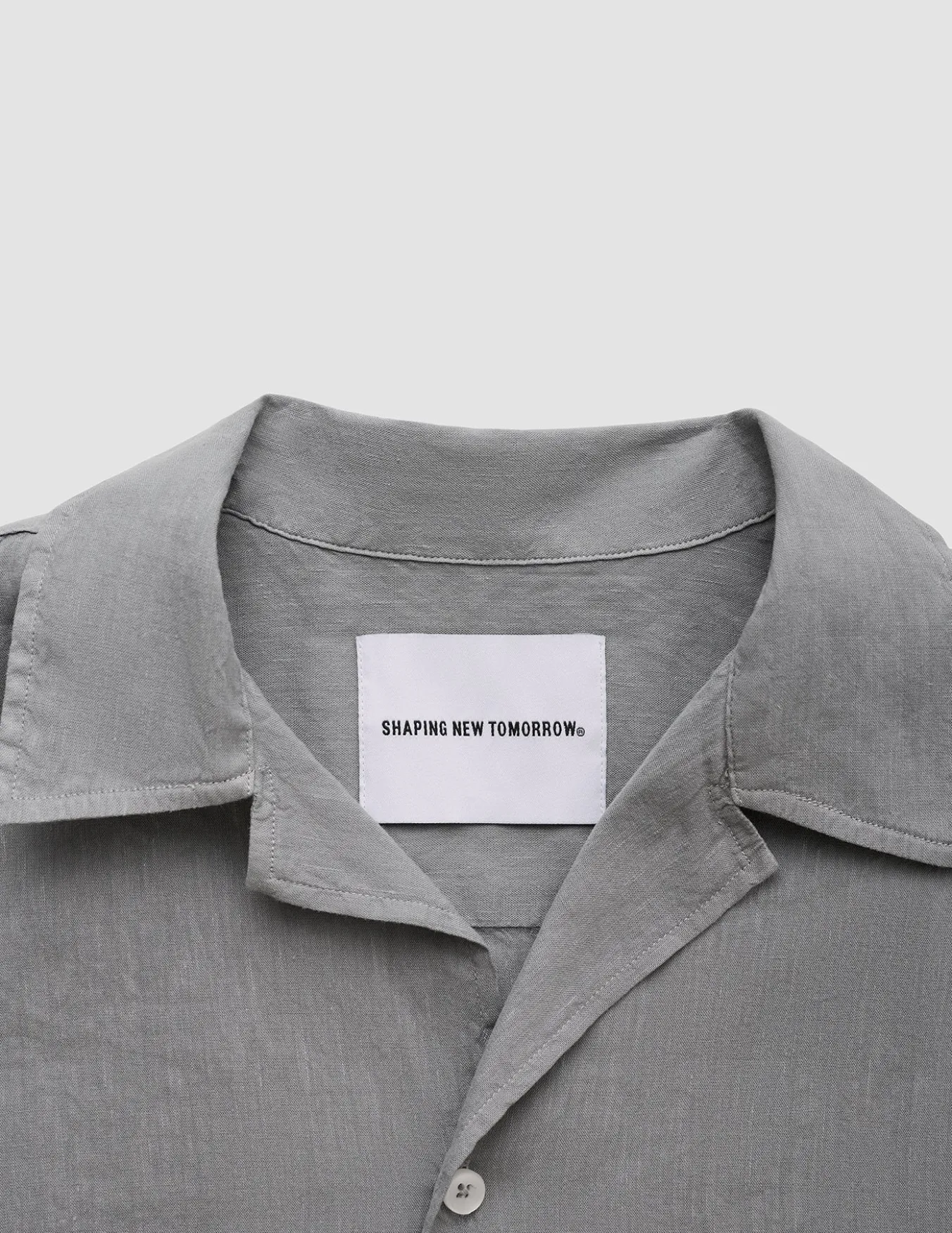 Refined Linen Bowling Short Sleeve Shirt Stone Grey