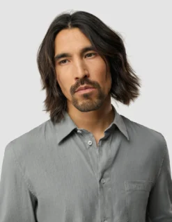 Refined Linen Long Sleeve Shirt Stone Grey