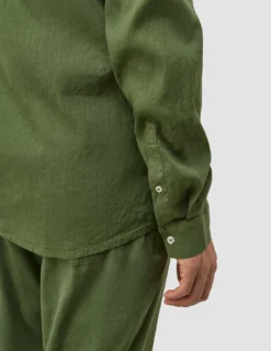Refined Linen Long Sleeve Shirt Clover Green