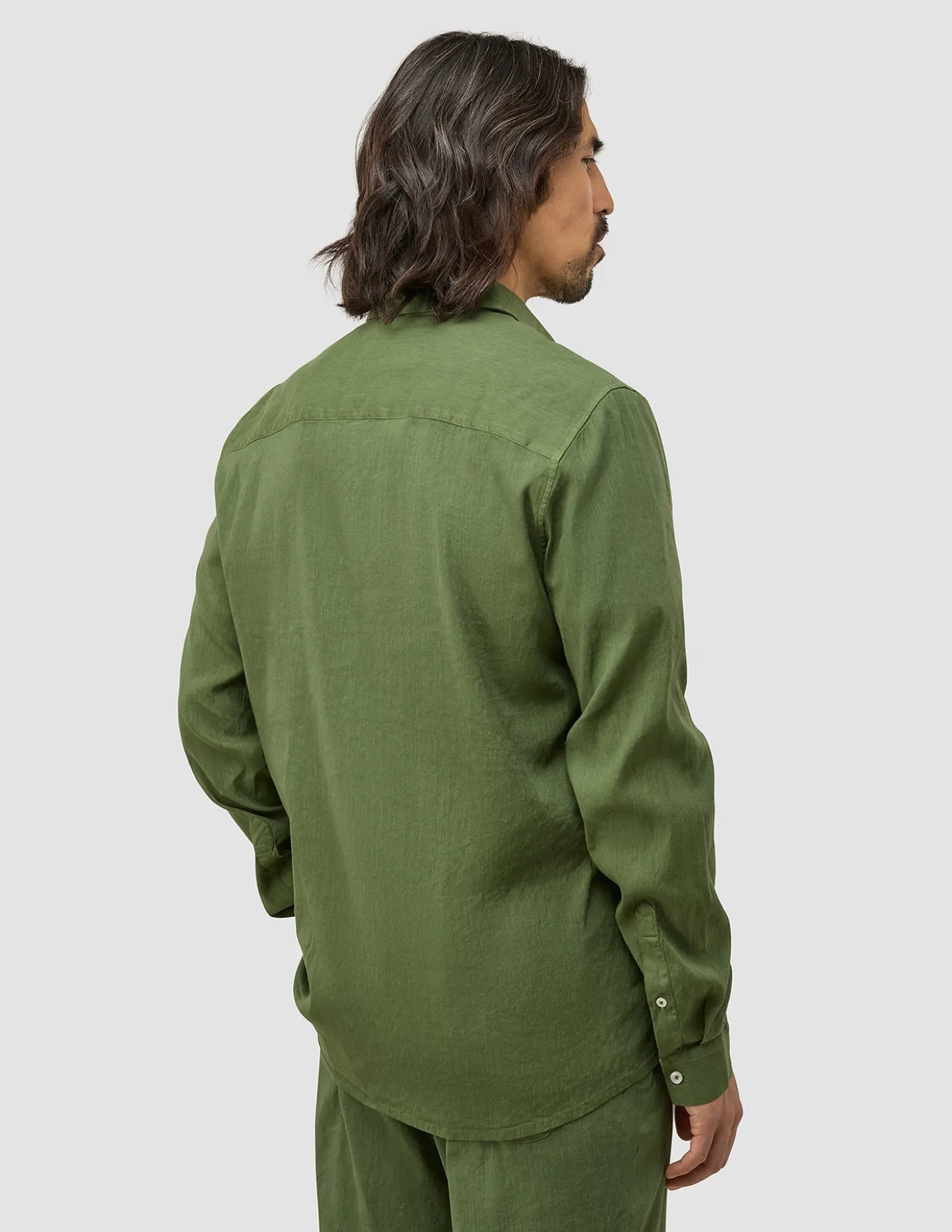Refined Linen Long Sleeve Shirt Clover Green