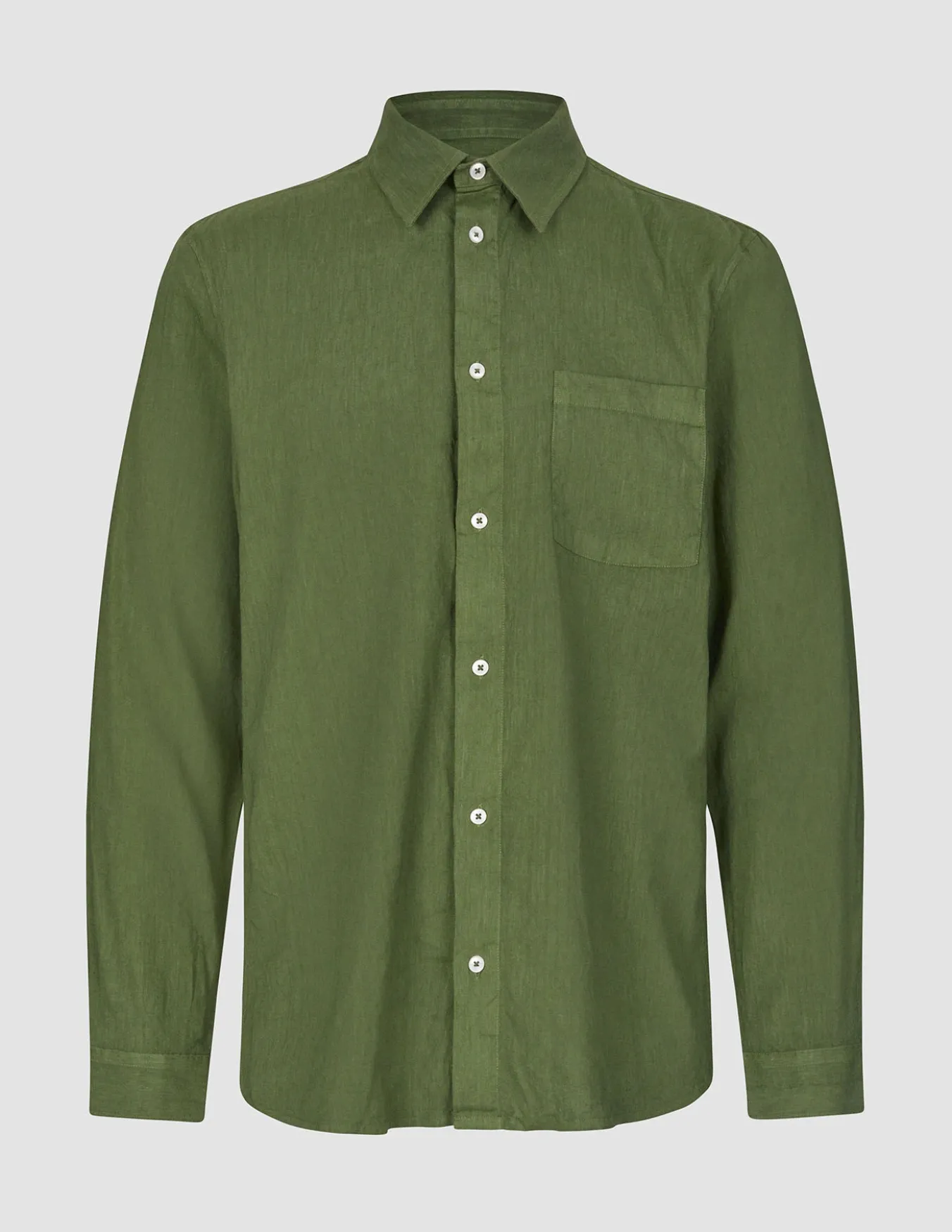 Refined Linen Long Sleeve Shirt Clover Green