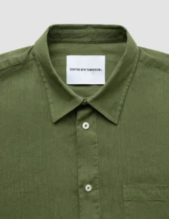 Refined Linen Long Sleeve Shirt Clover Green