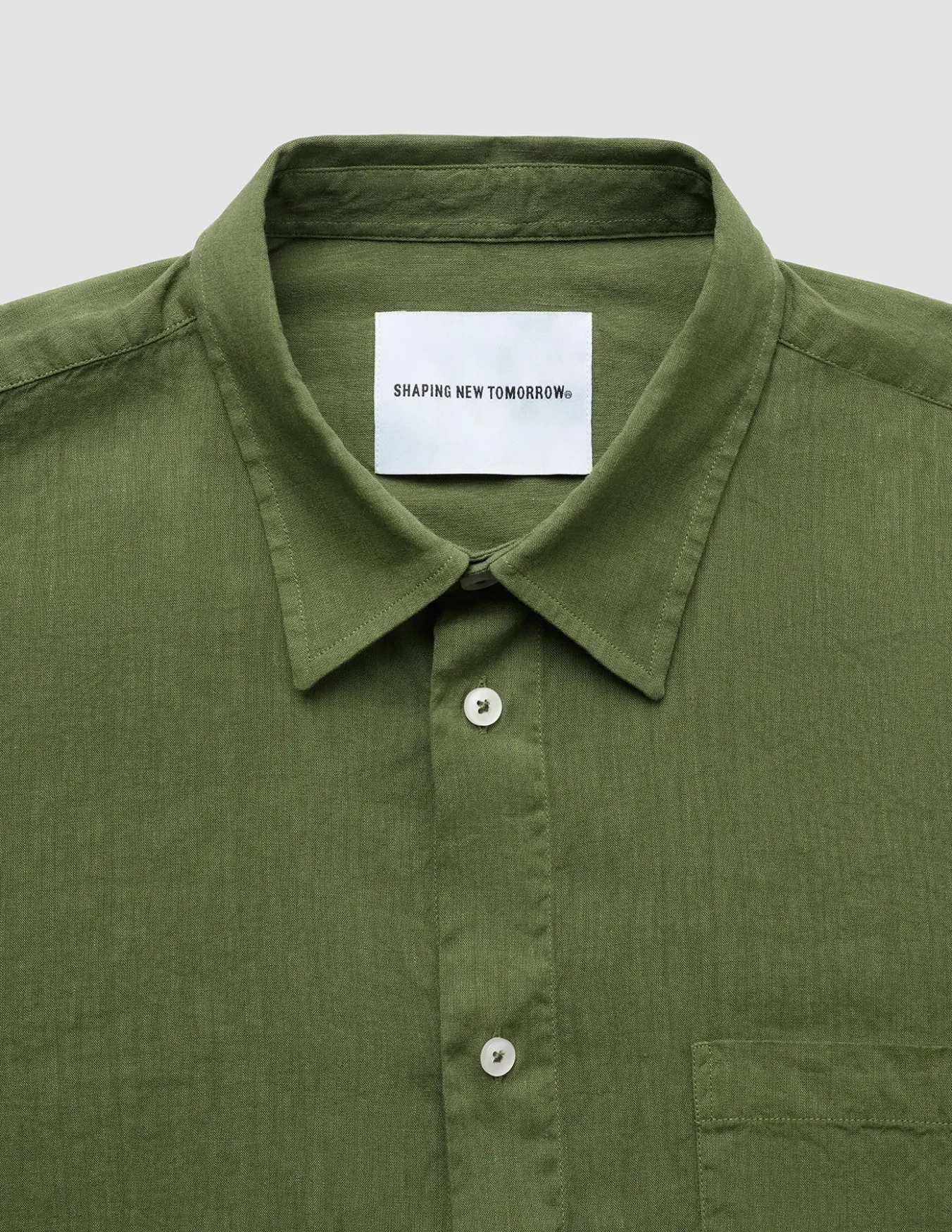 Refined Linen Long Sleeve Shirt Clover Green