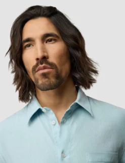 Refined Linen Long Sleeve Shirt Sky Blue