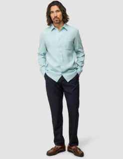 Refined Linen Long Sleeve Shirt Sky Blue