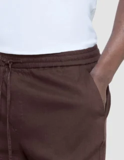 Refined Linen Pants Dark Brown