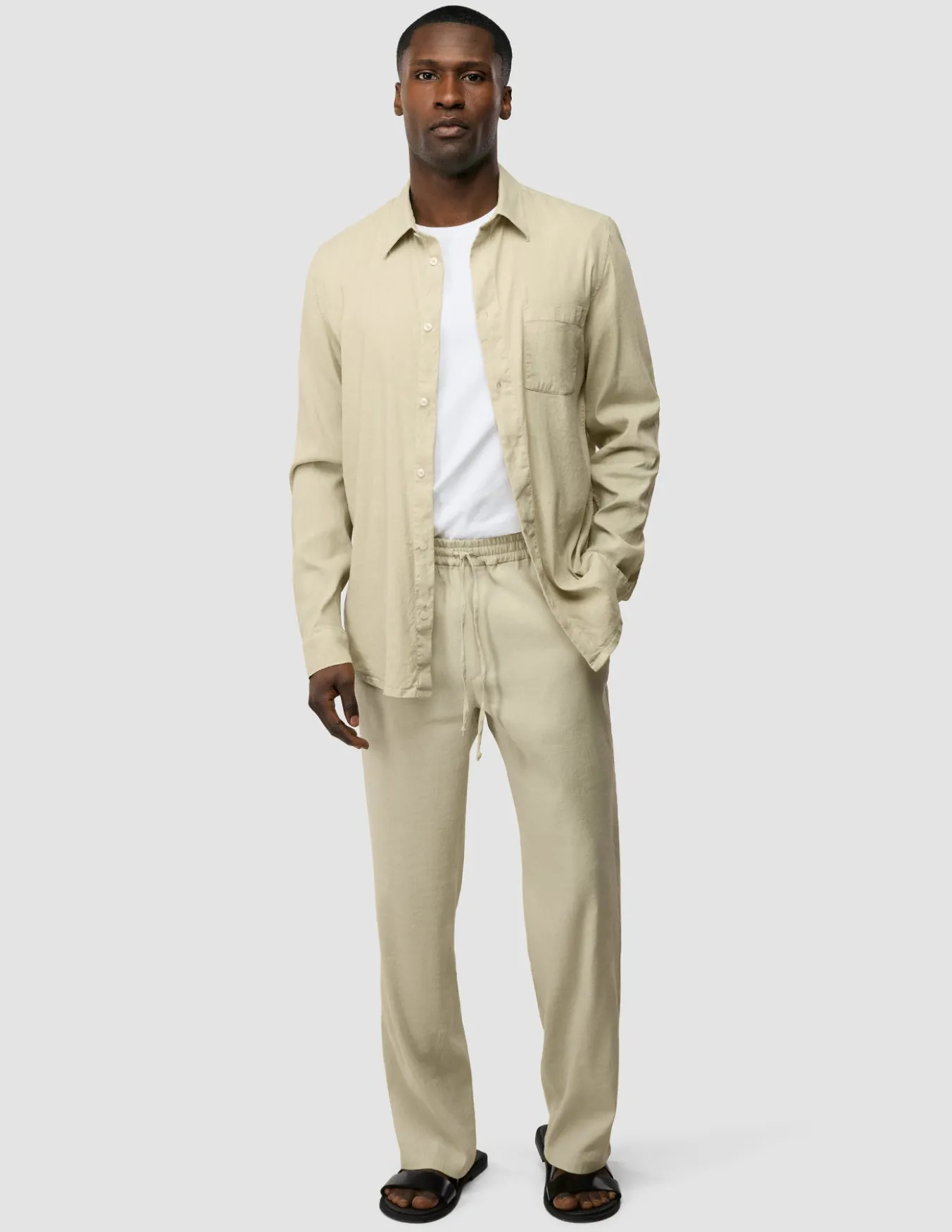 Refined Linen Pants Soft Sand