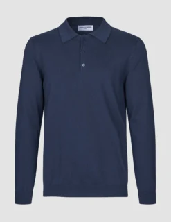 Seamless Core Knit Long Sleeve Polo Dark Navy