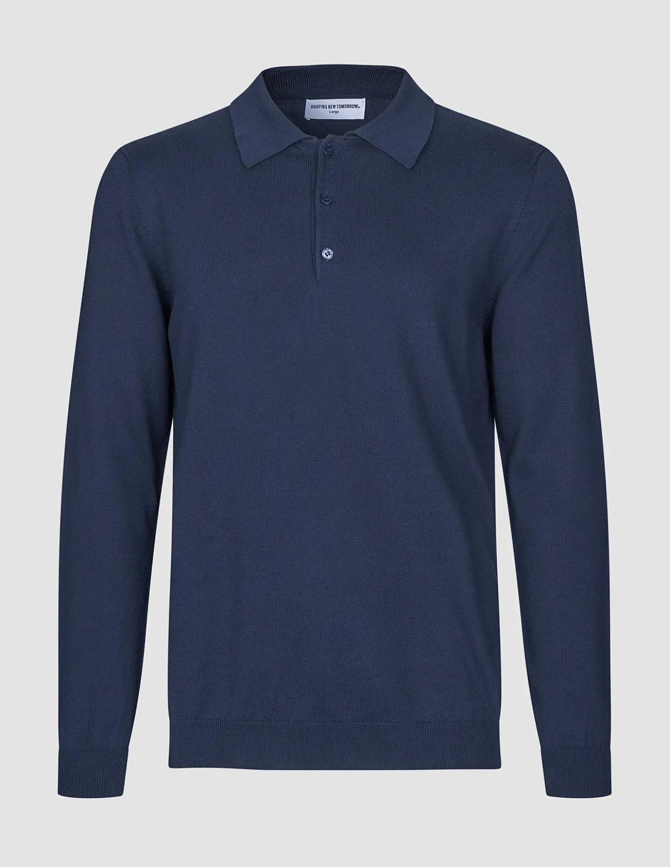Seamless Core Knit Long Sleeve Polo Dark Navy