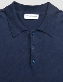Seamless Core Knit Long Sleeve Polo Dark Navy