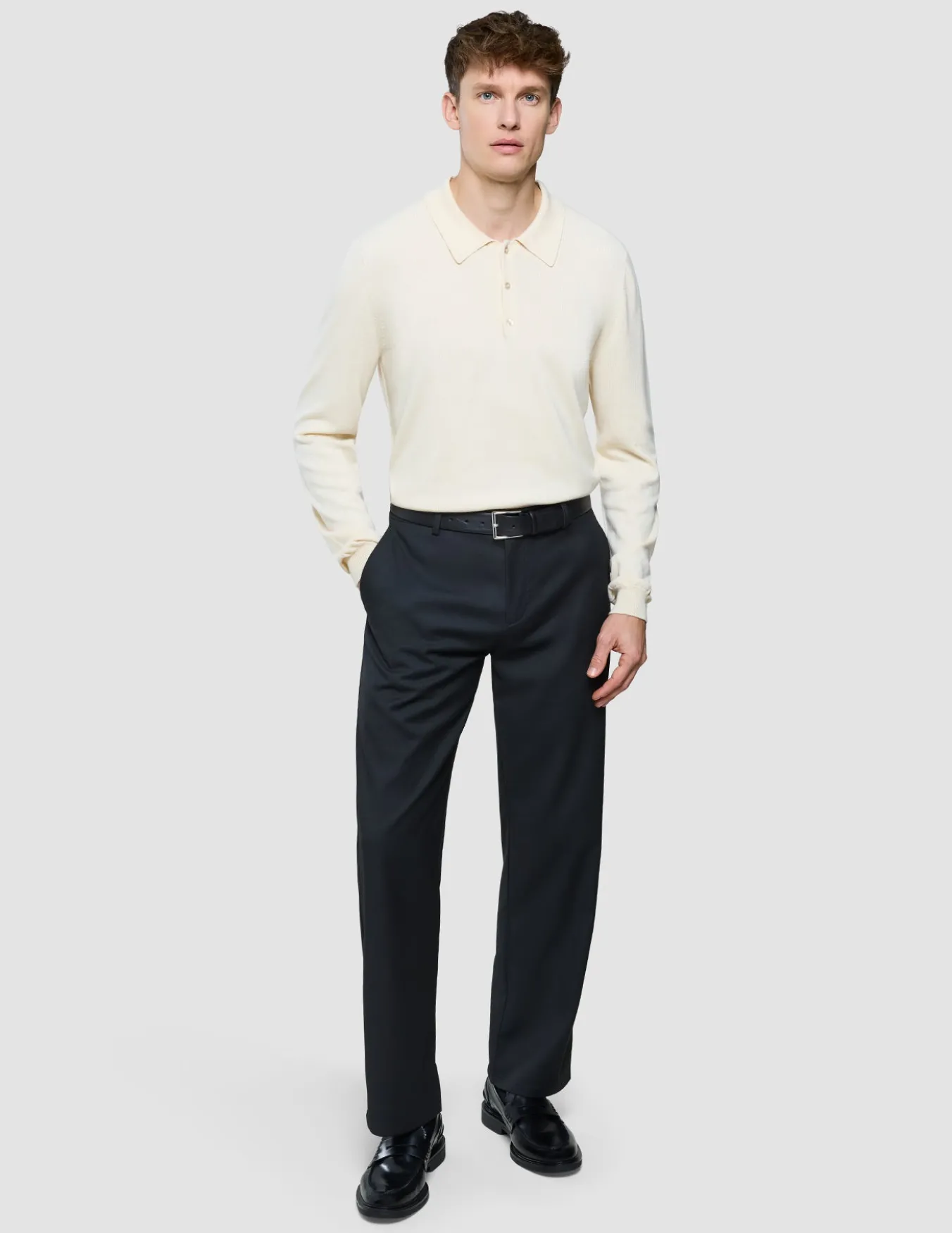 Seamless Core Knit Long Sleeve Polo Birchwood