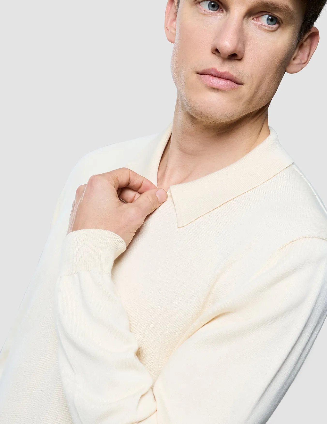 Seamless Core Knit Long Sleeve Polo Birchwood