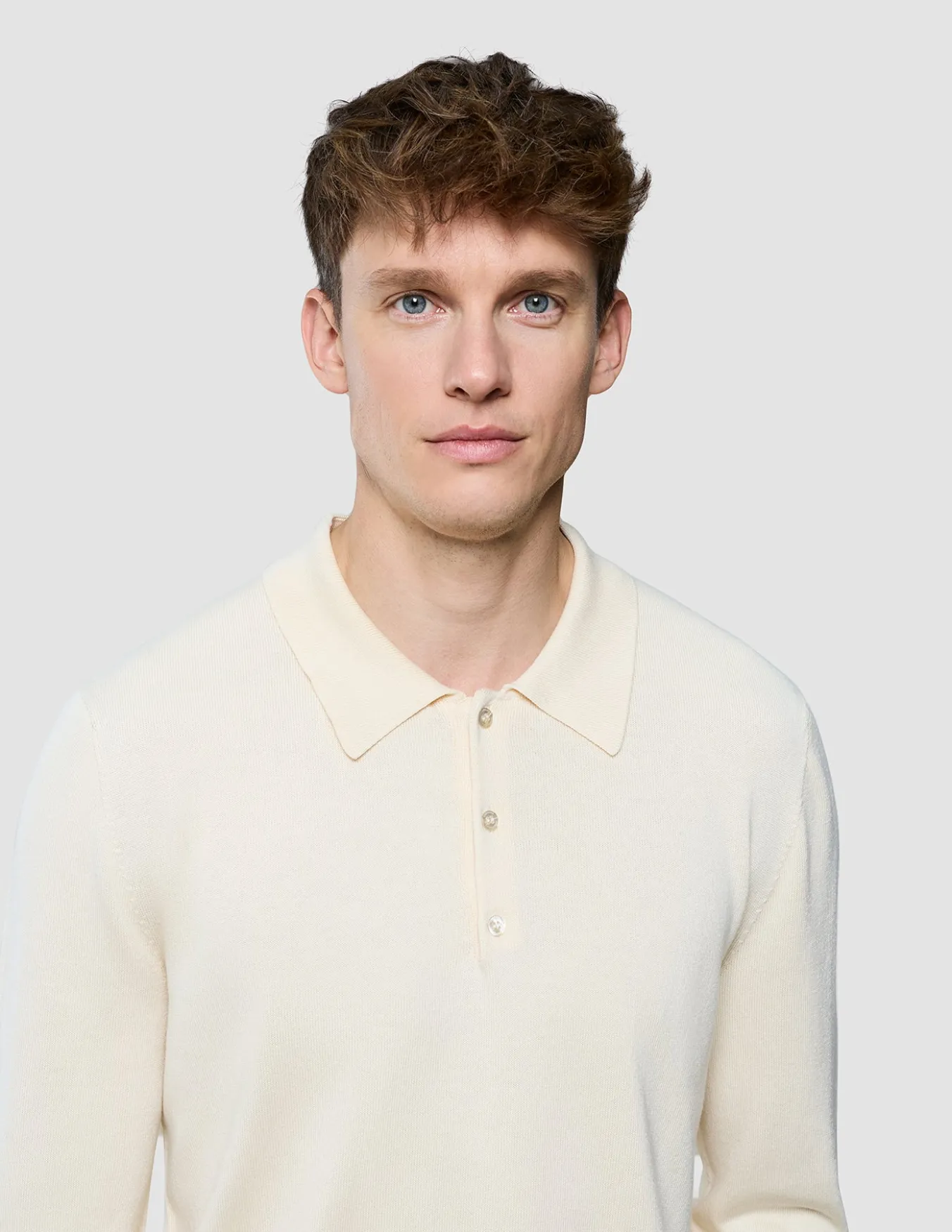 Seamless Core Knit Long Sleeve Polo Birchwood