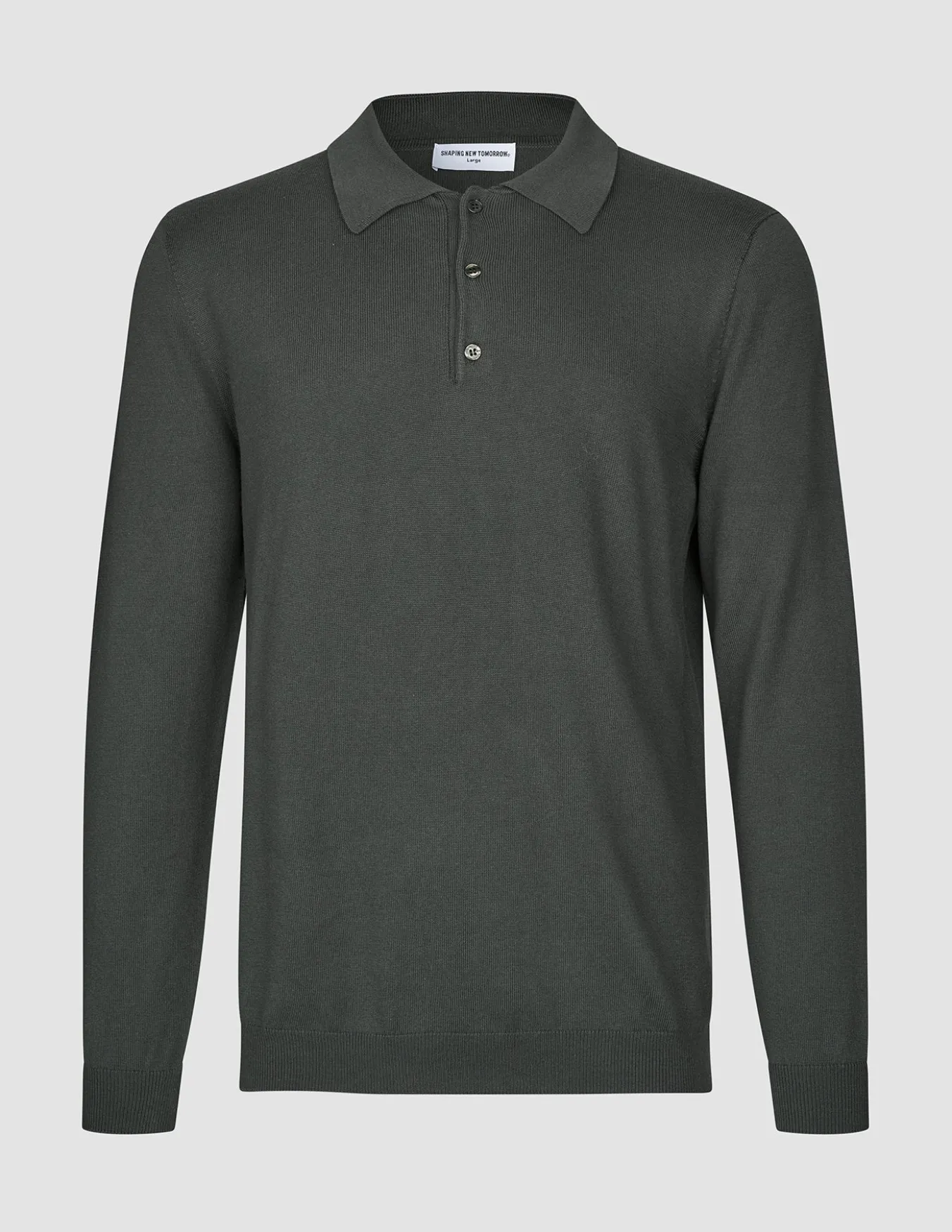 Seamless Core Knit Long Sleeve Polo Green Night
