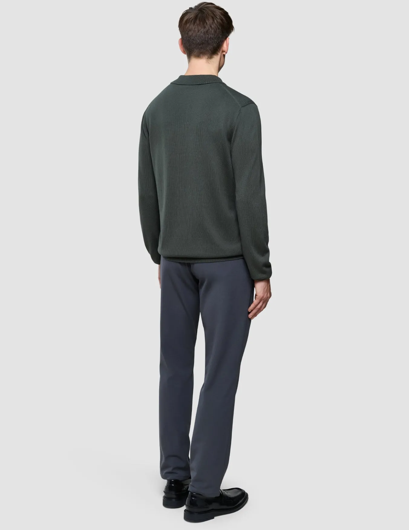 Seamless Core Knit Long Sleeve Polo Green Night