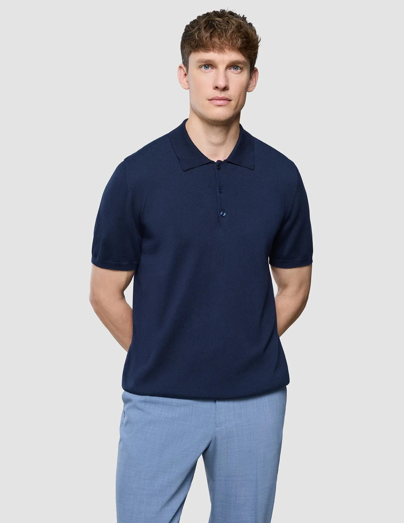 Seamless Core Knit Short Sleeve Polo Dark Navy