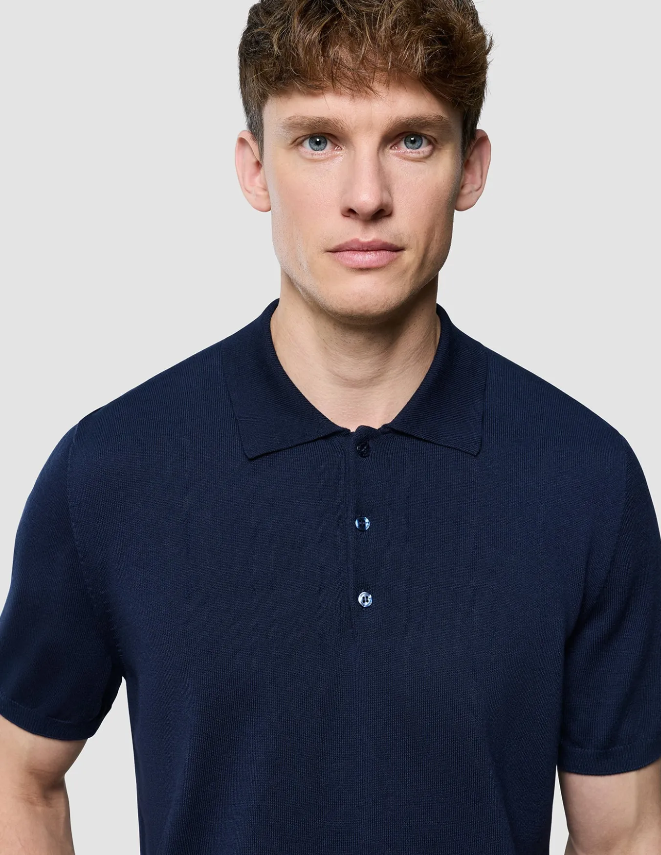 Seamless Core Knit Short Sleeve Polo Dark Navy
