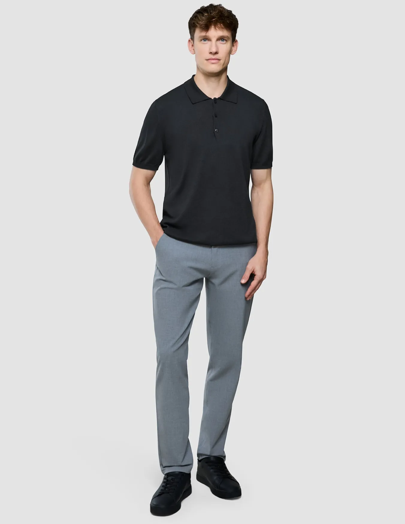Seamless Core Knit Short Sleeve Polo Black