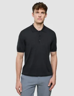 Seamless Core Knit Short Sleeve Polo Black