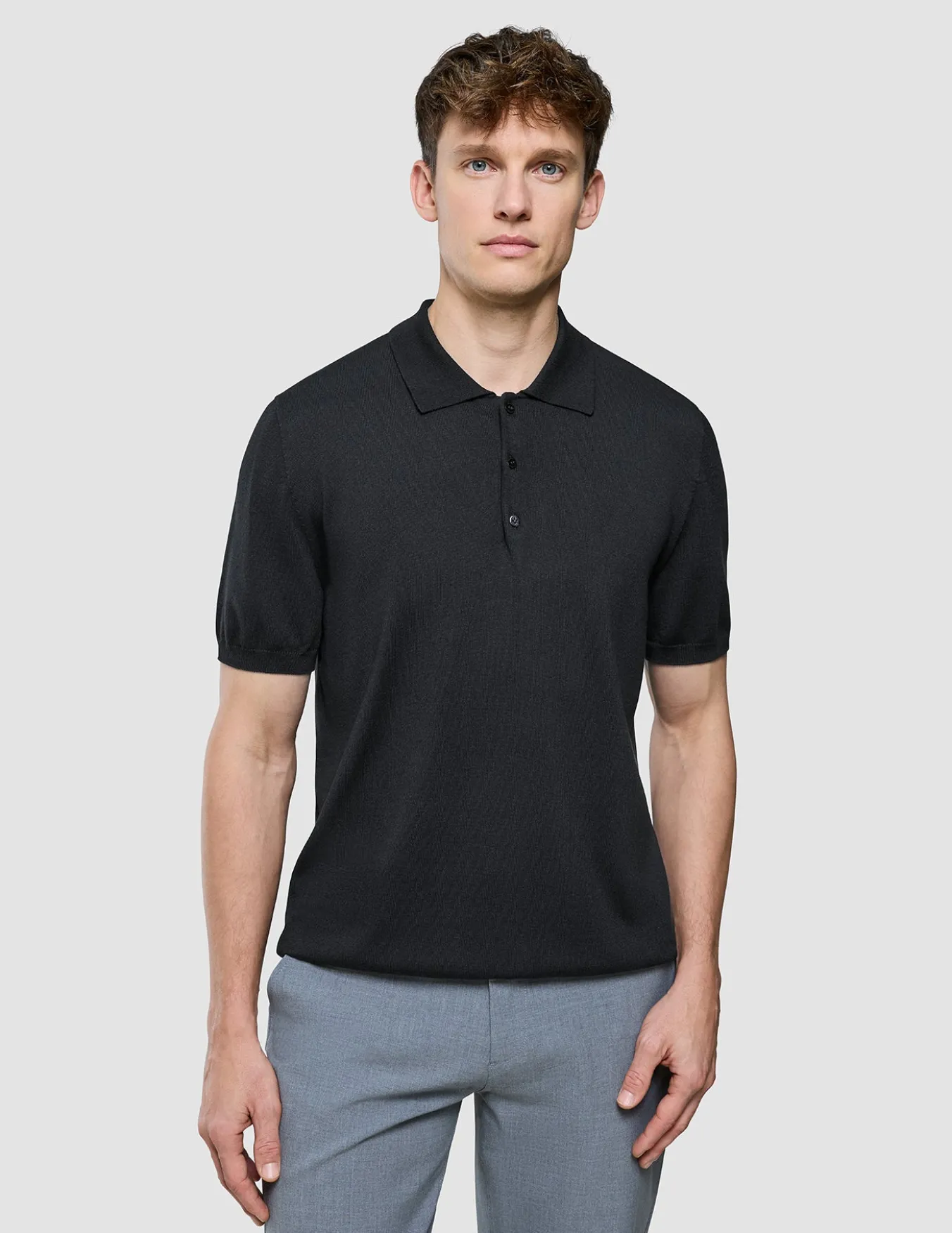 Seamless Core Knit Short Sleeve Polo Black