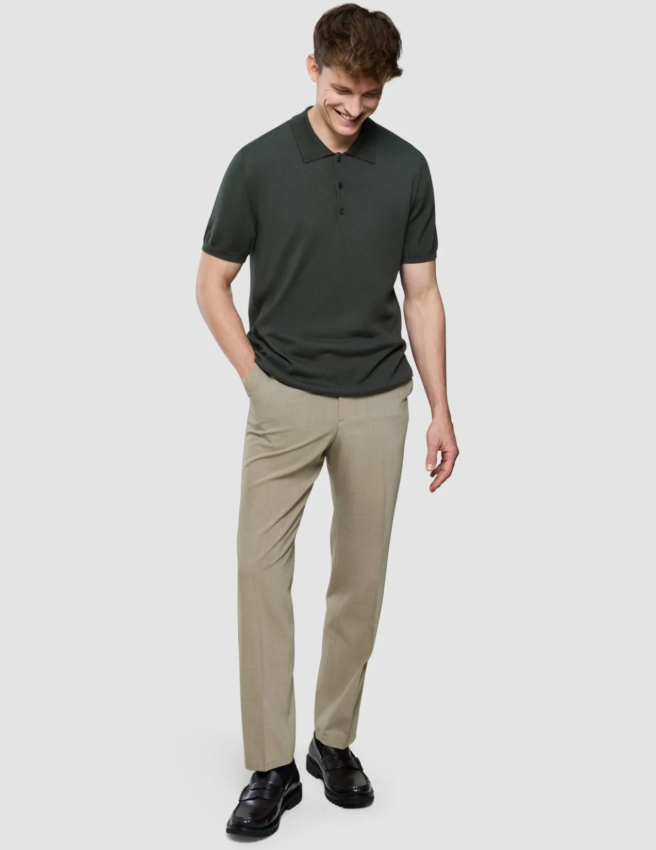 Seamless Core Knit Short Sleeve Polo Green Night