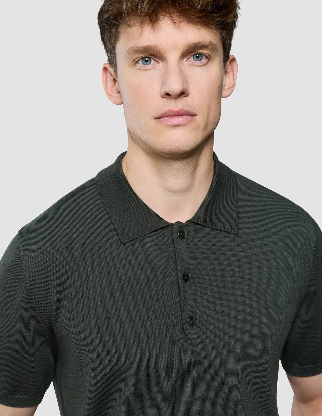 Seamless Core Knit Short Sleeve Polo Green Night