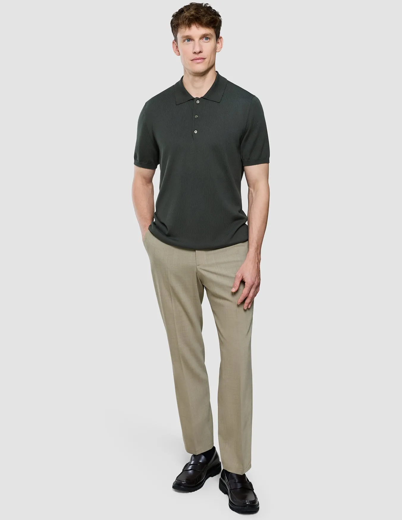 Seamless Core Knit Short Sleeve Polo Green Night