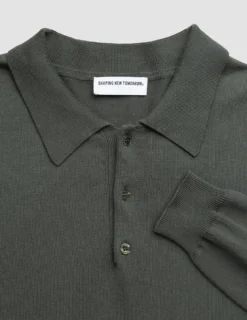 Seamless Core Knit Short Sleeve Polo Green Night