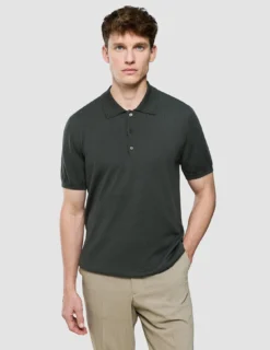 Seamless Core Knit Short Sleeve Polo Green Night