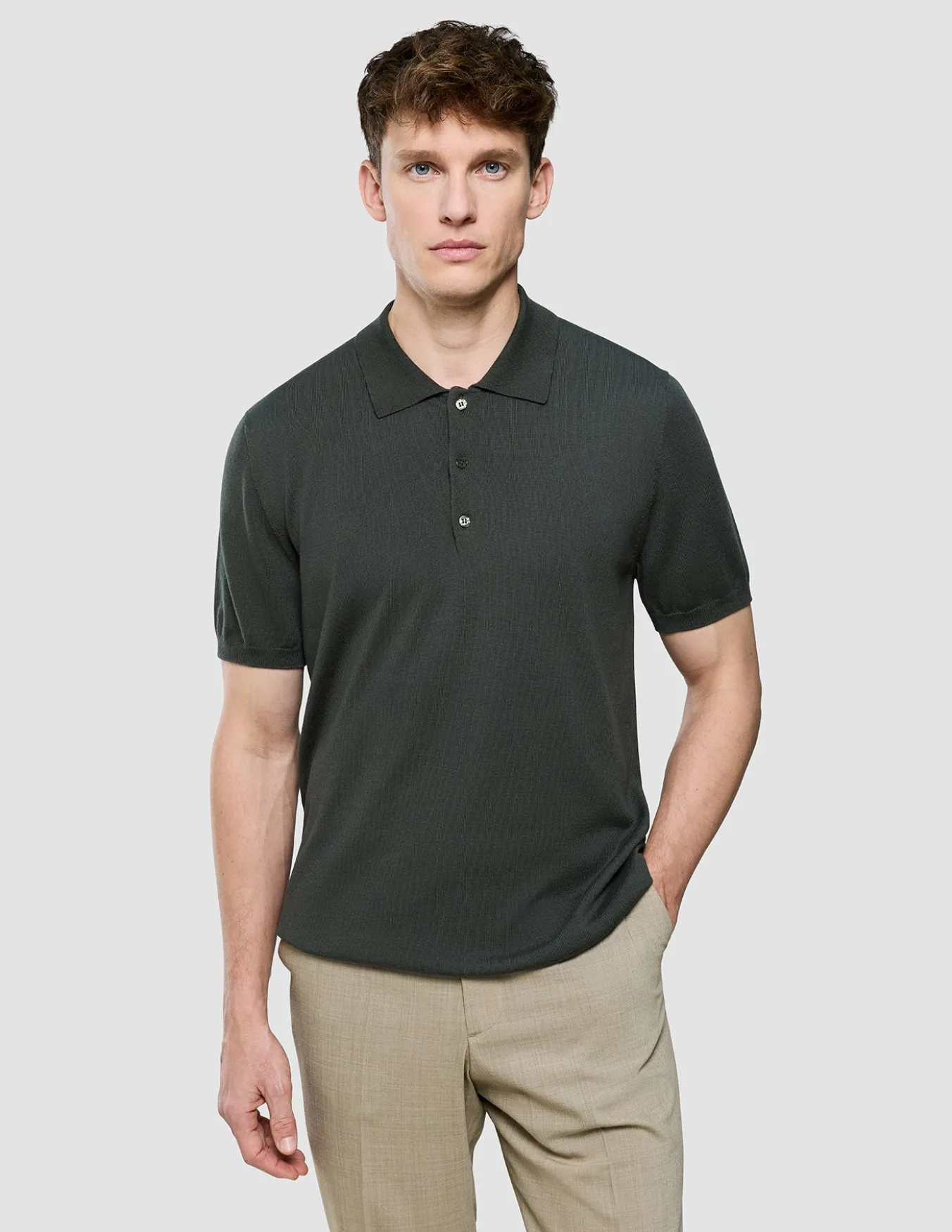 Seamless Core Knit Short Sleeve Polo Green Night
