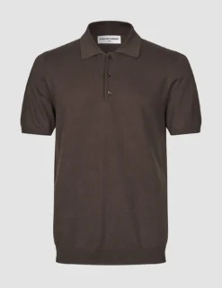Seamless Core Knit Short Sleeve Polo Dark Brown