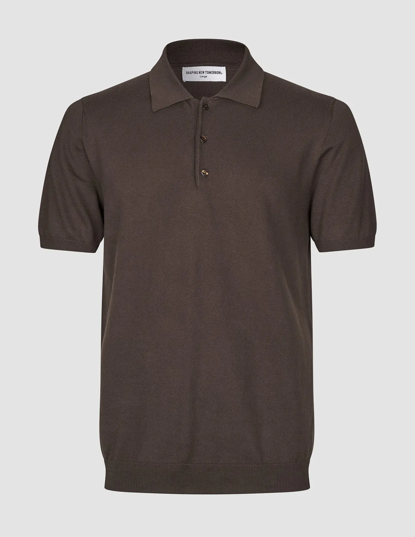 Seamless Core Knit Short Sleeve Polo Dark Brown
