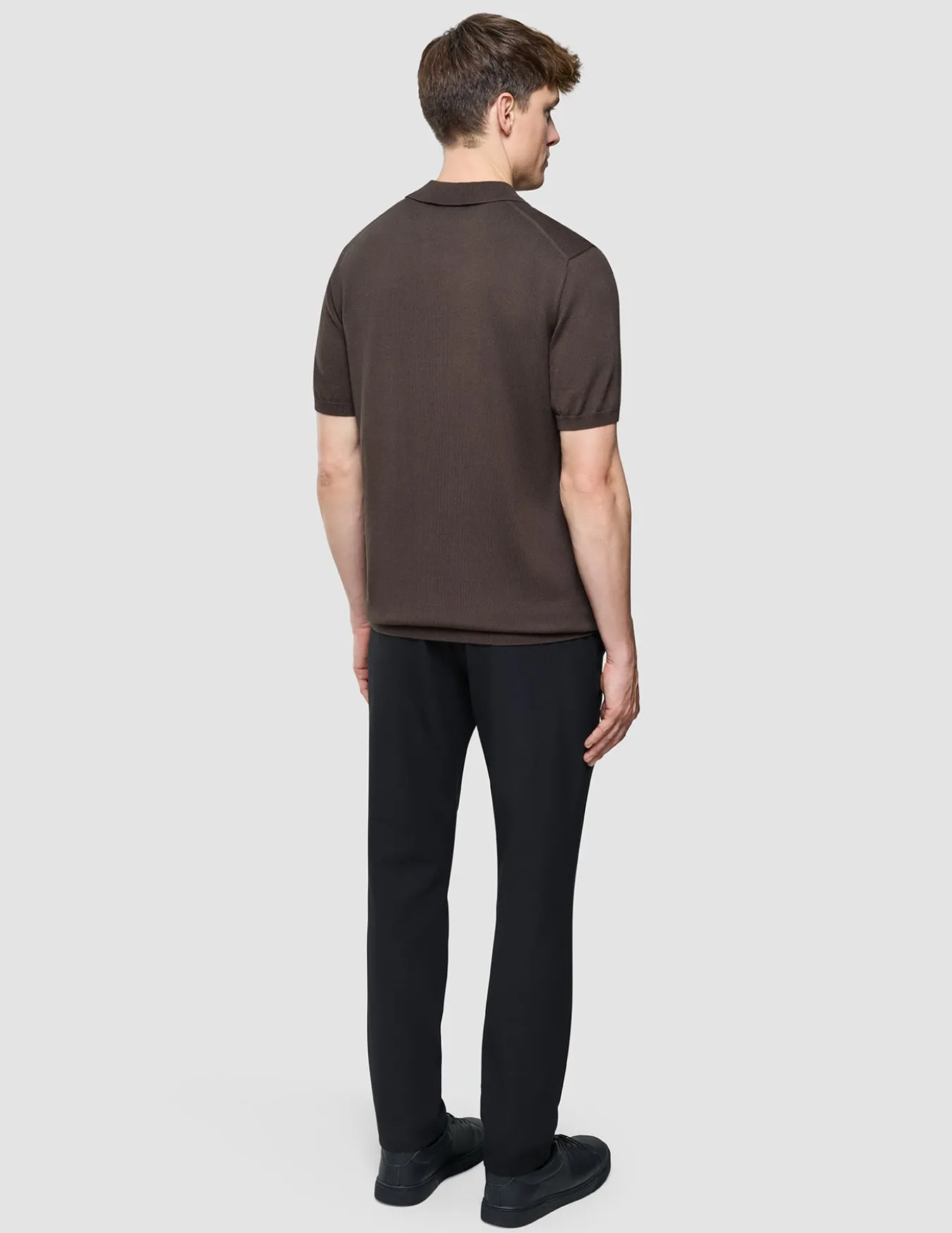 Seamless Core Knit Short Sleeve Polo Dark Brown