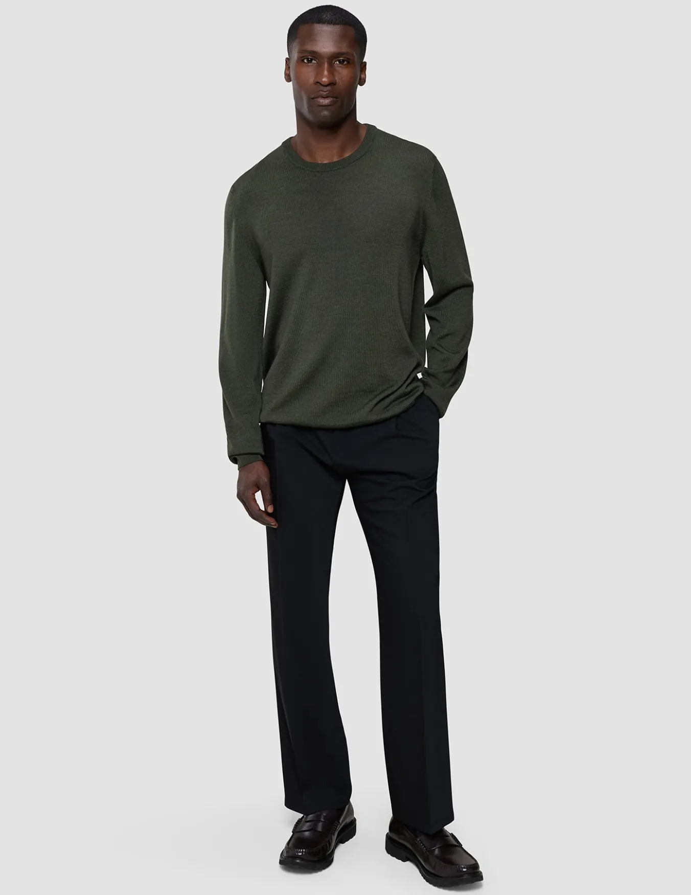 Seamless Premium Merino Knit Crewneck Green Night