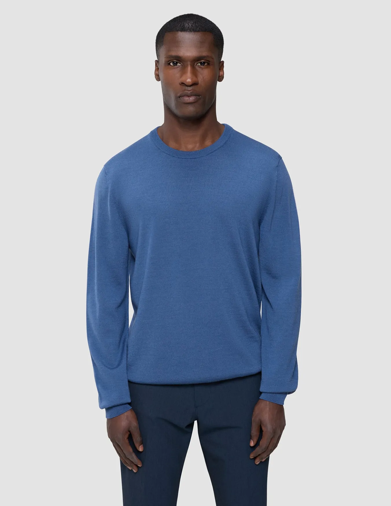 Seamless Premium Merino Knit Crewneck Dusky Blue