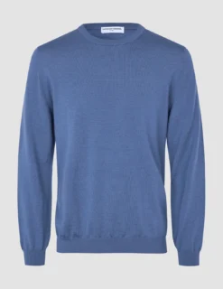 Seamless Premium Merino Knit Crewneck Dusky Blue