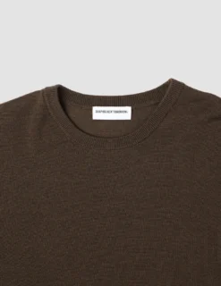 Seamless Premium Merino Knit Crewneck Saddle Brown