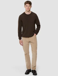 Seamless Premium Merino Knit Crewneck Saddle Brown