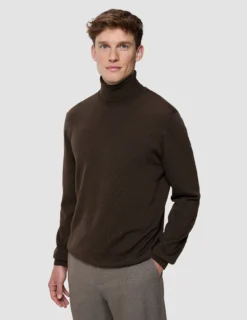 Seamless Premium Merino Knit Turtleneck Saddle Brown
