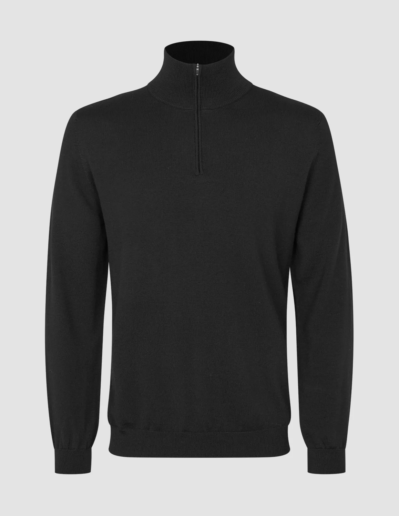 Seamless Premium Merino Knit Half Zip Black