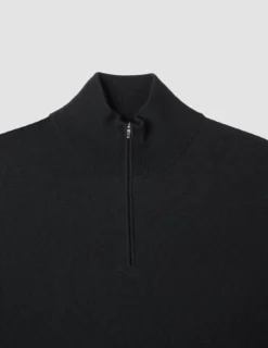 Seamless Premium Merino Knit Half Zip Black