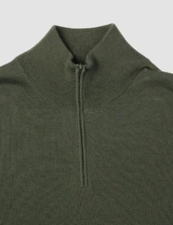 Seamless Premium Merino Knit Half Zip Green Night