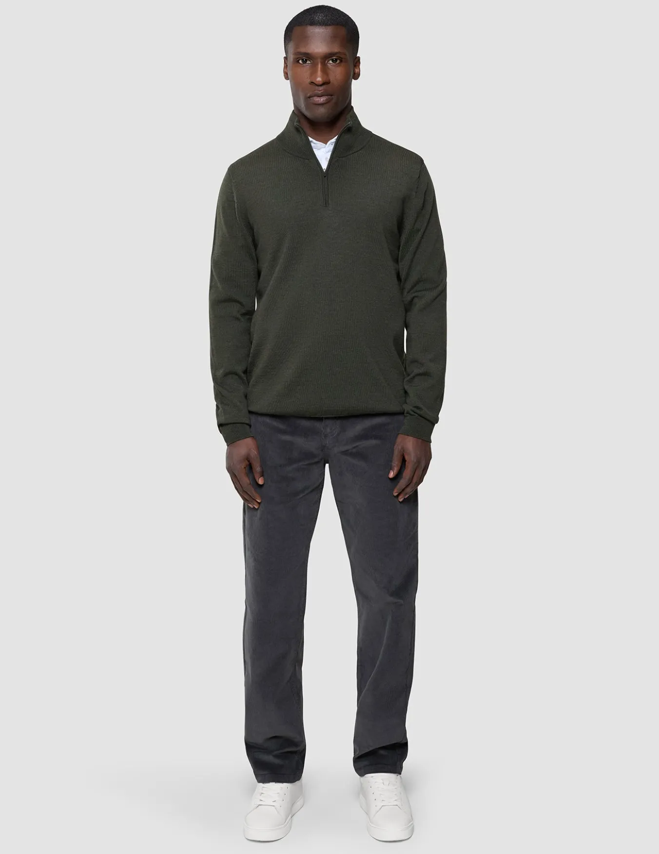 Seamless Premium Merino Knit Half Zip Green Night