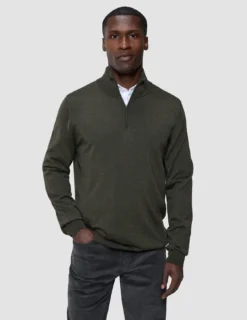 Seamless Premium Merino Knit Half Zip Green Night