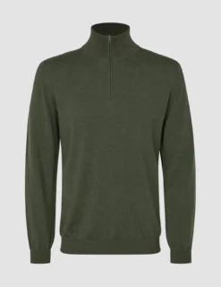 Seamless Premium Merino Knit Half Zip Green Night