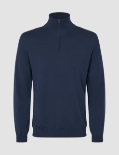 Seamless Premium Merino Knit Half Zip Dark Navy