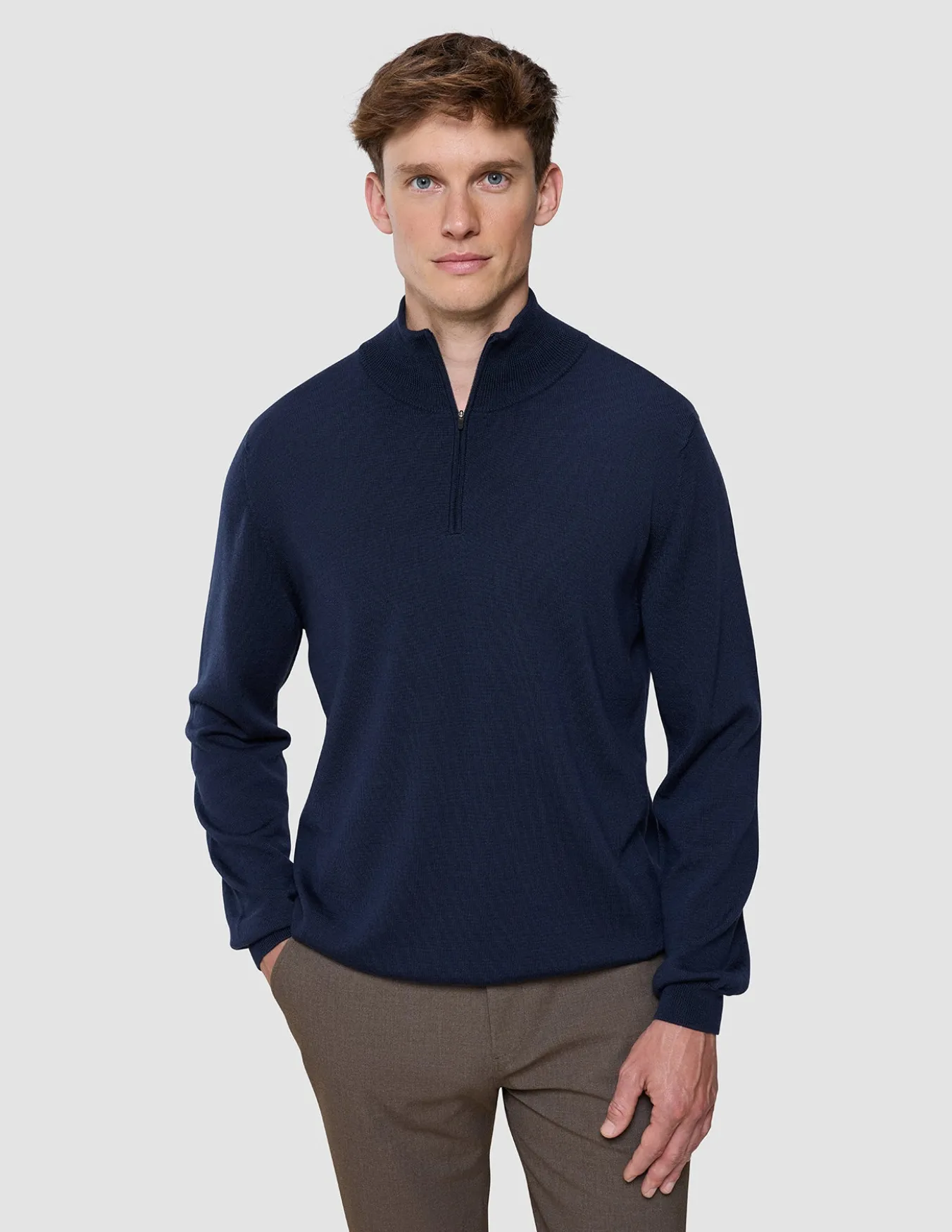 Seamless Premium Merino Knit Half Zip Dark Navy