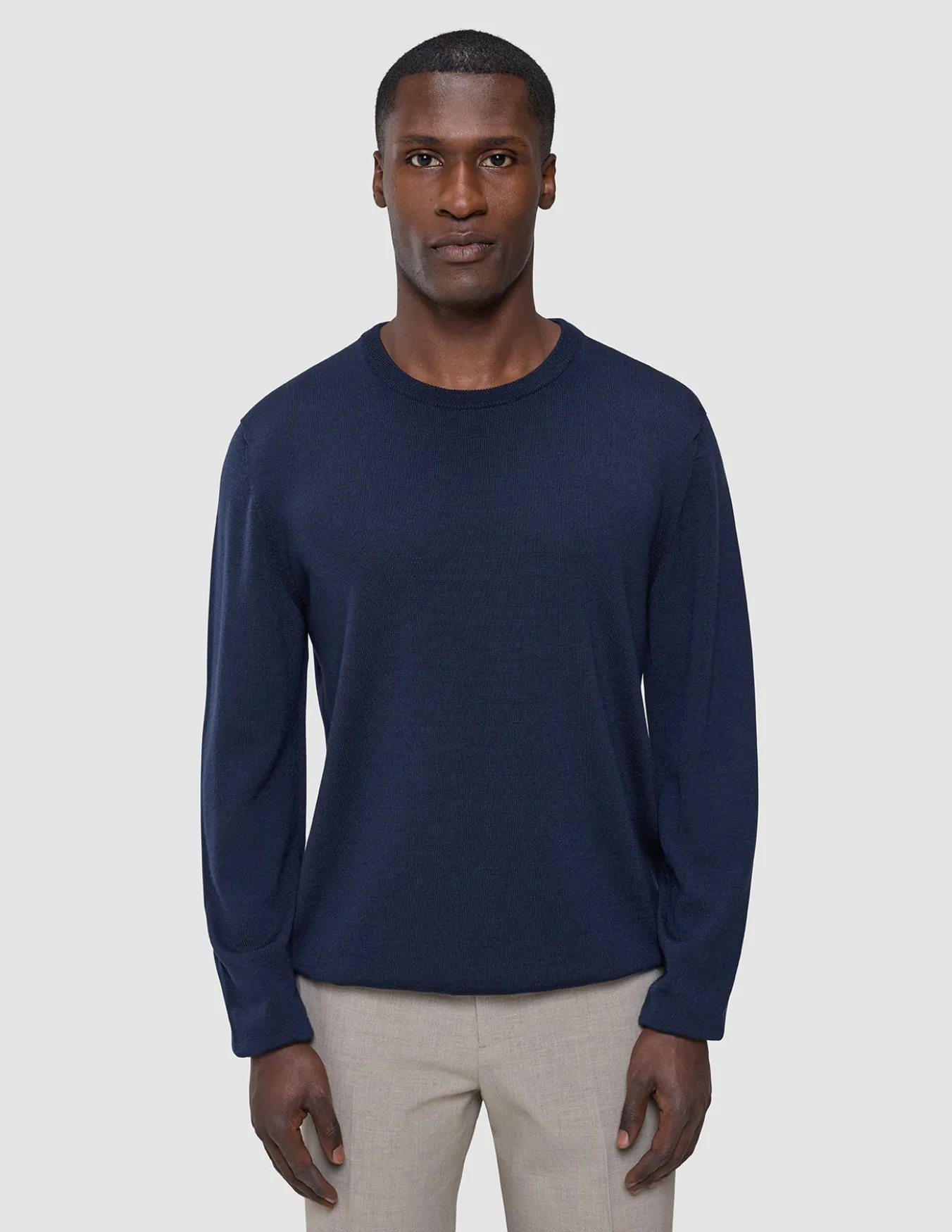 Seamless Premium Merino Knit Crewneck Dark Navy