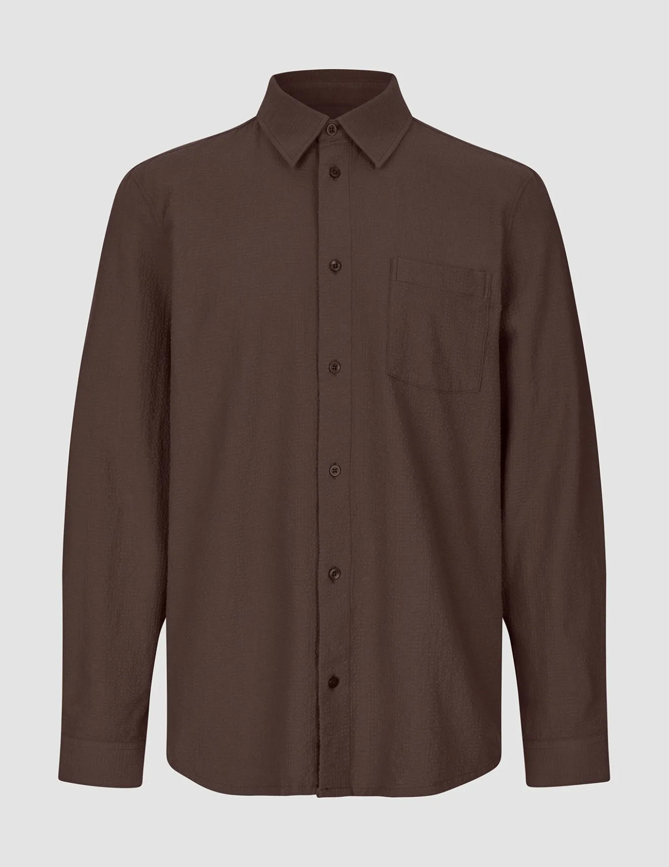 Seersucker Casual Shirt Dark Brown