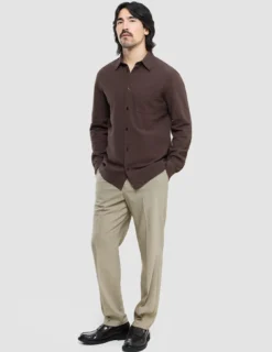 Seersucker Casual Shirt Dark Brown